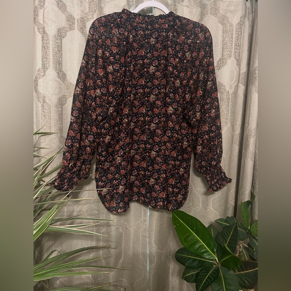 Philosophy Women’s Size 1X V-Neck Long Sleeve Floral Print Woven Top/ Blouse - Picture 5 of 15